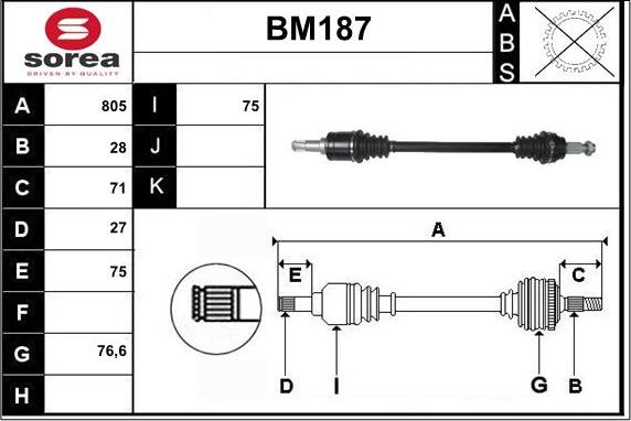 Sera BM187 - Albero motore / Semiasse autozon.pro