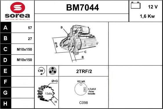 Sera BM7044 - Motorino d'avviamento autozon.pro