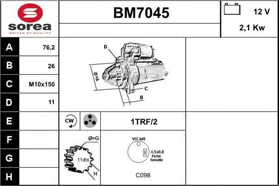 Sera BM7045 - Motorino d'avviamento autozon.pro