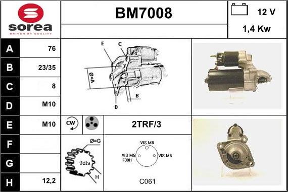 Sera BM7008 - Motorino d'avviamento autozon.pro