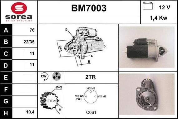 Sera BM7003 - Motorino d'avviamento autozon.pro