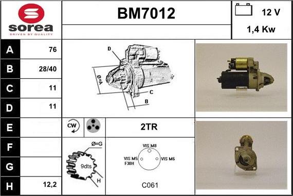 Sera BM7012 - Motorino d'avviamento autozon.pro