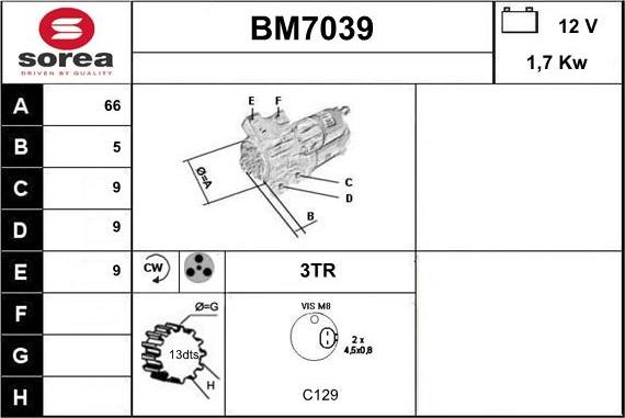 Sera BM7039 - Motorino d'avviamento autozon.pro