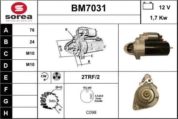 Sera BM7031 - Motorino d'avviamento autozon.pro