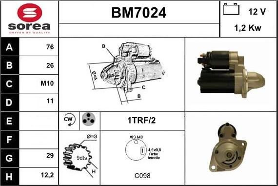 Sera BM7024 - Motorino d'avviamento autozon.pro