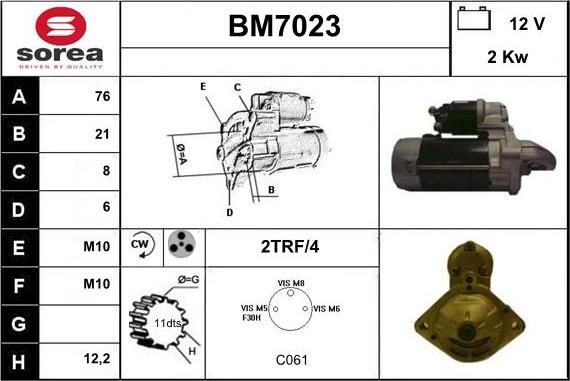 Sera BM7023 - Motorino d'avviamento autozon.pro