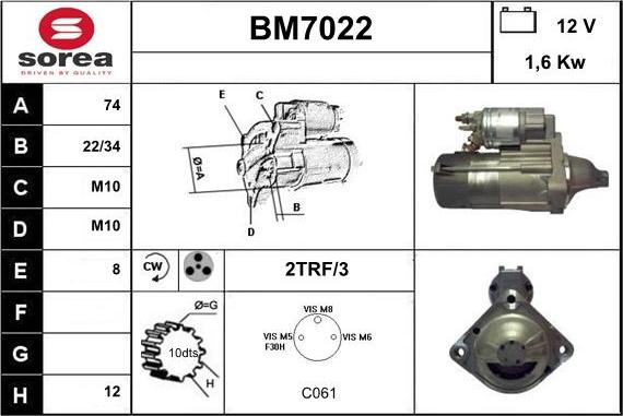 Sera BM7022 - Motorino d'avviamento autozon.pro