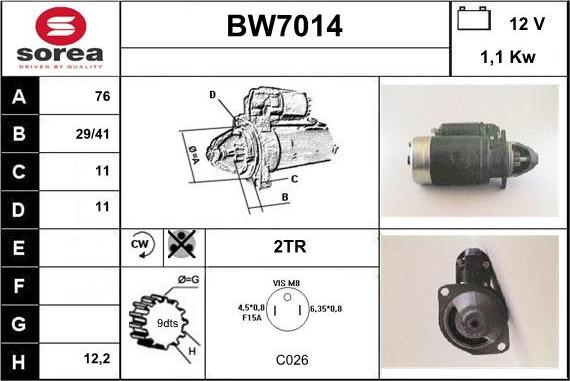 Sera BW7014 - Motorino d'avviamento autozon.pro