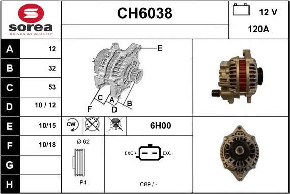 Sera CH6038 - Alternatore autozon.pro