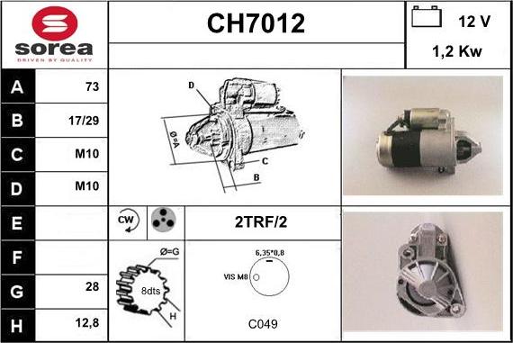 Sera CH7012 - Motorino d'avviamento autozon.pro