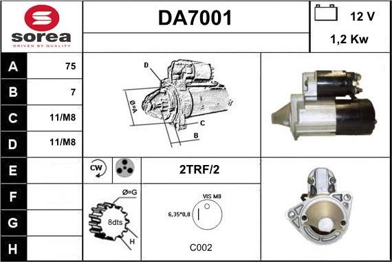 Sera DA7001 - Motorino d'avviamento autozon.pro