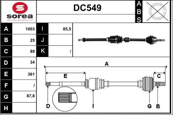 Sera DC549 - Albero motore / Semiasse autozon.pro