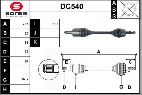 Sera DC540 - Albero motore / Semiasse autozon.pro