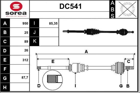 Sera DC541 - Albero motore / Semiasse autozon.pro