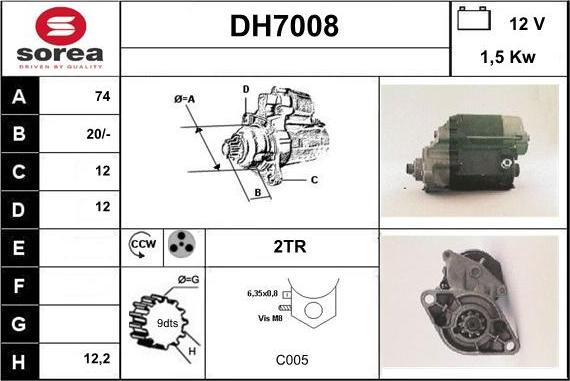 Sera DH7008 - Motorino d'avviamento autozon.pro