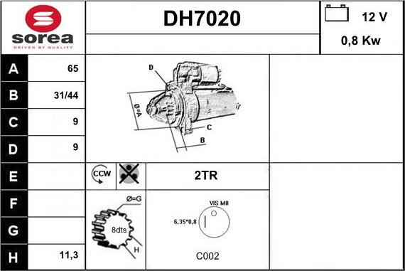 Sera DH7020 - Motorino d'avviamento autozon.pro