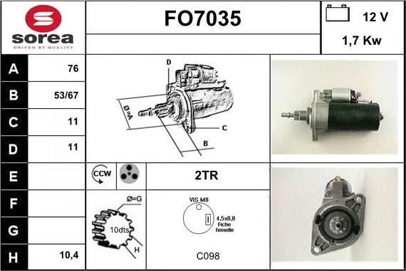 Sera FO7035 - Motorino d'avviamento autozon.pro