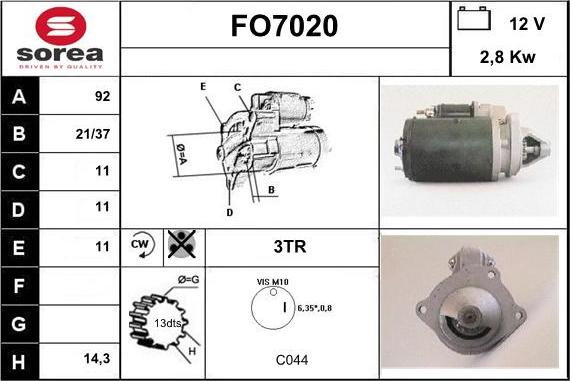 Sera FO7020 - Motorino d'avviamento autozon.pro