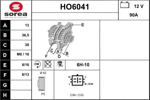 Sera HO6041 - Alternatore autozon.pro