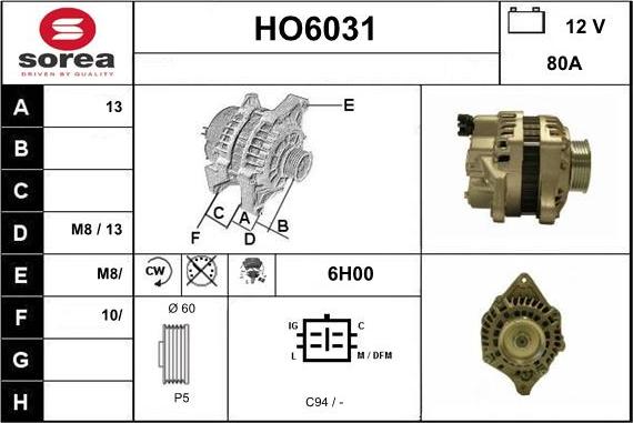 Sera HO6031 - Alternatore autozon.pro