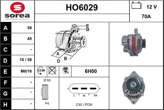 Sera HO6029 - Alternatore autozon.pro