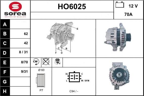 Sera HO6025 - Alternatore autozon.pro