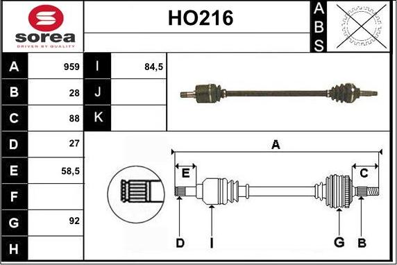 Sera HO216 - Albero motore / Semiasse autozon.pro