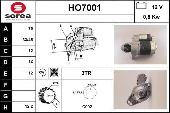 Sera HO7001 - Motorino d'avviamento autozon.pro