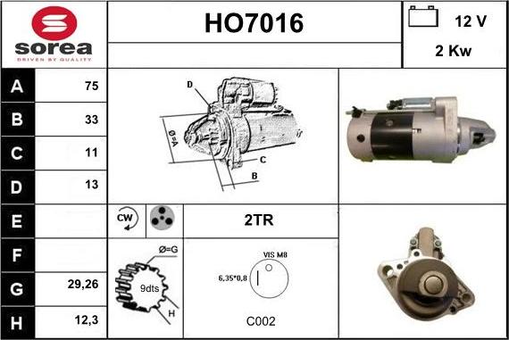 Sera HO7016 - Motorino d'avviamento autozon.pro