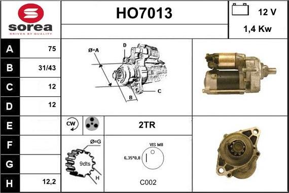 Sera HO7013 - Motorino d'avviamento autozon.pro