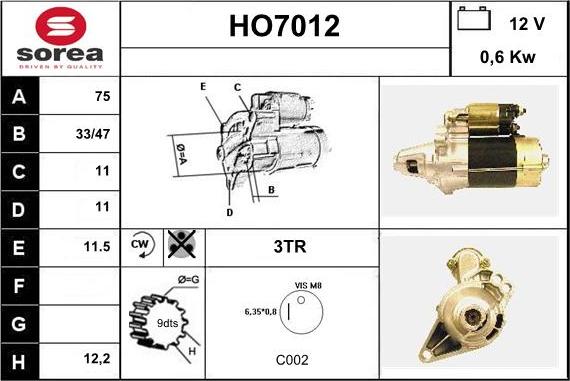 Sera HO7012 - Motorino d'avviamento autozon.pro