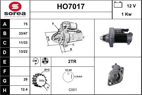 Sera HO7017 - Motorino d'avviamento autozon.pro