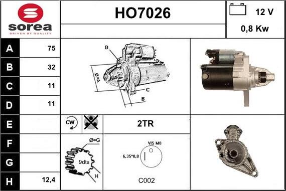 Sera HO7026 - Motorino d'avviamento autozon.pro