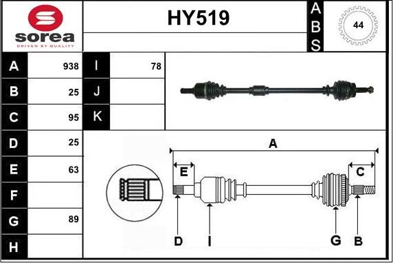 Sera HY519 - Albero motore / Semiasse autozon.pro