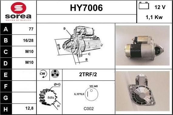 Sera HY7006 - Motorino d'avviamento autozon.pro