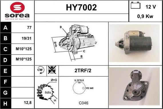 Sera HY7002 - Motorino d'avviamento autozon.pro