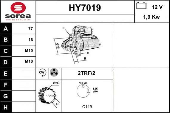 Sera HY7019 - Motorino d'avviamento autozon.pro