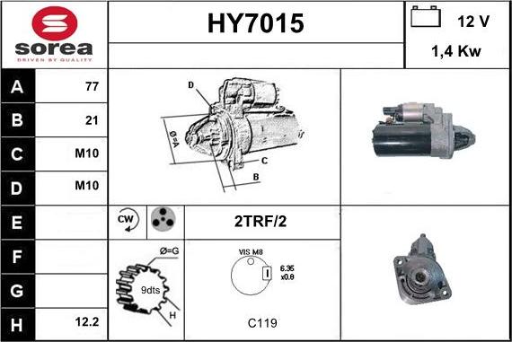 Sera HY7015 - Motorino d'avviamento autozon.pro