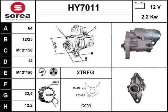 Sera HY7011 - Motorino d'avviamento autozon.pro