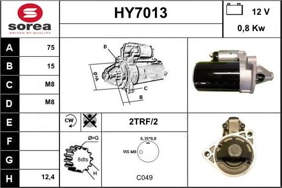 Sera HY7013 - Motorino d'avviamento autozon.pro