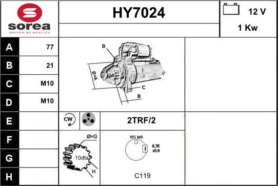 Sera HY7024 - Motorino d'avviamento autozon.pro