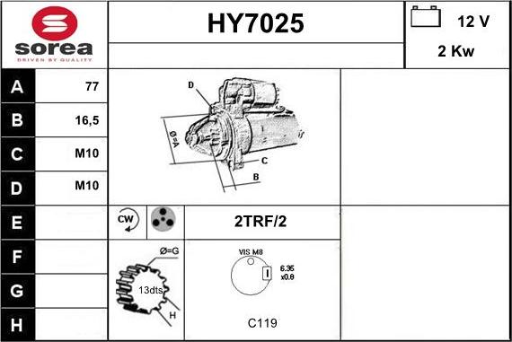 Sera HY7025 - Motorino d'avviamento autozon.pro