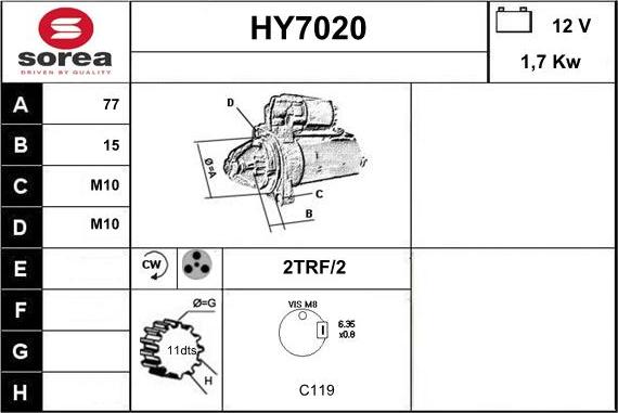 Sera HY7020 - Motorino d'avviamento autozon.pro