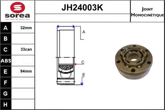 Sera JH24003K - Kit giunti, Semiasse autozon.pro