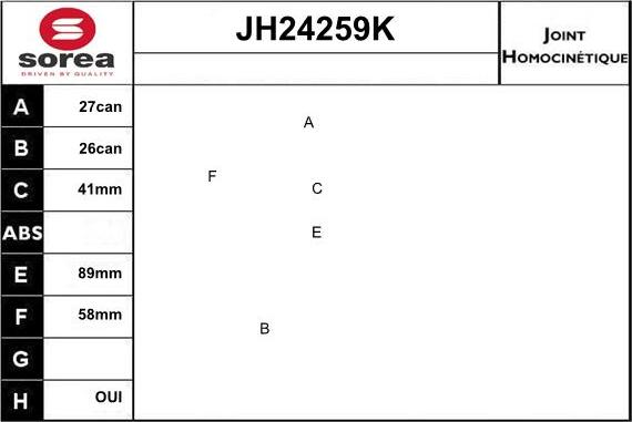 Sera JH24259K - Kit giunti, Semiasse autozon.pro