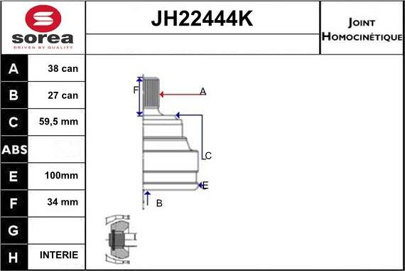 Sera JH22444K - Kit giunti, Semiasse autozon.pro