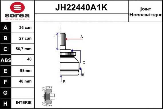 Sera JH22440A1K - Kit giunti, Semiasse autozon.pro