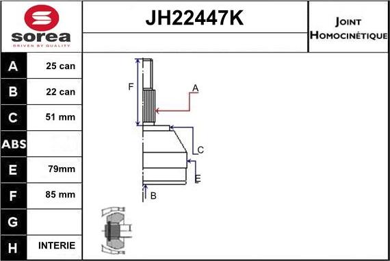 Sera JH22447K - Kit giunti, Semiasse autozon.pro