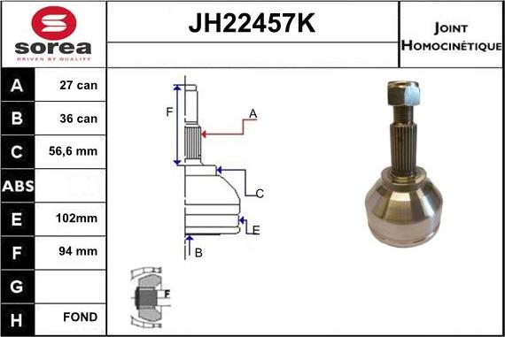 Sera JH22457K - Kit giunti, Semiasse autozon.pro