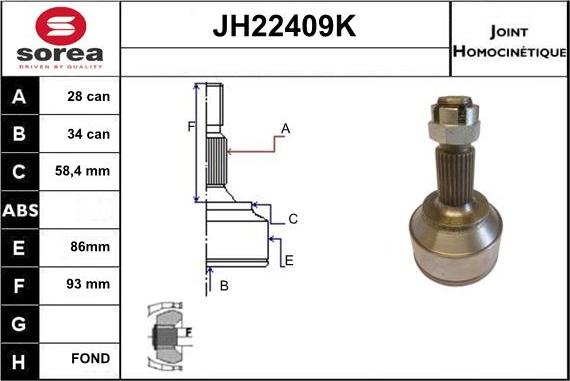 Sera JH22409K - Kit giunti, Semiasse autozon.pro